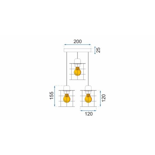 TOOLIGHT Viseća stropna svjetiljka trostruka metalna Loft Crni 392204 slika 11