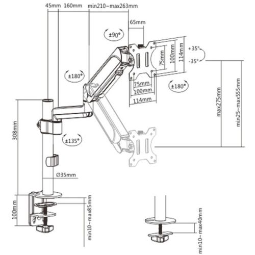 MA-DA1P-01 Gembird Podesivi stoni drzac za monitor,tilt, 17-32 max.9kg slika 2