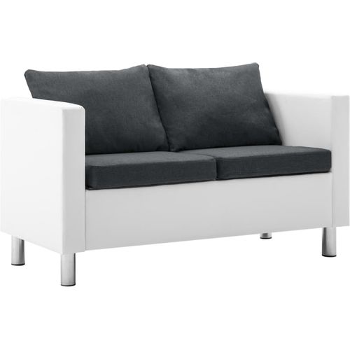 2-dijelni set sofa od umjetne kože bijeli i tamnosivi slika 23