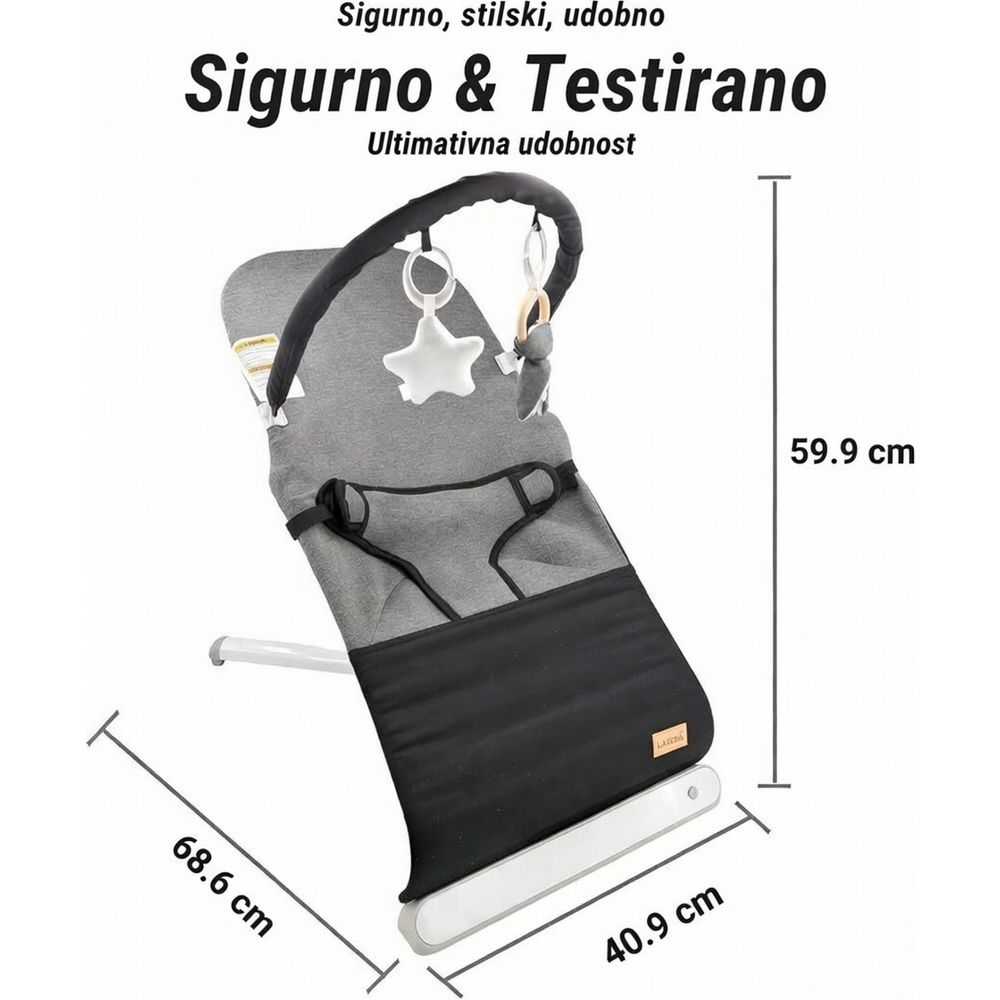 Kalei Ležaljka Fold And Go Bouncer, Black slika 2