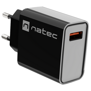 Natec NUC-2058 RIBERA USB Type-A Charger, QC3.0, 3A 18W, Black