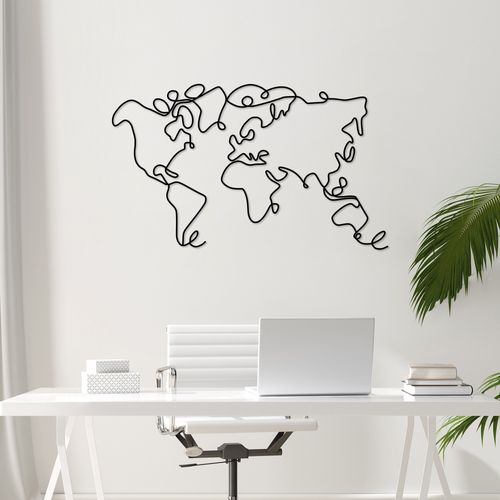 World Map Black Decorative Metal Wall Accessory slika 3