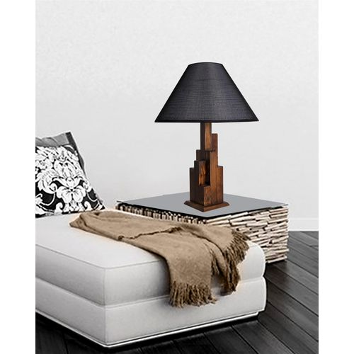 Kule Ceviz Ahşap Masa Lambası Pramit Hasır Siyah Abajurlu Black
Walnut Table Lamp slika 1