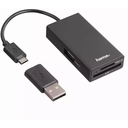 USB HUB 2.0 OTG Hama Micro USB+adapter USB A Čitač kartica za telefon/tab/PC slika 2