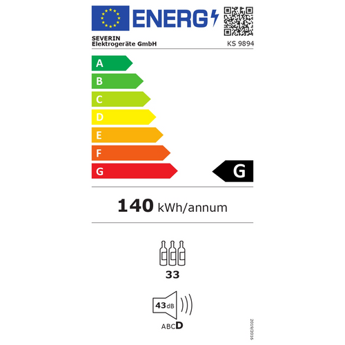 Hladnjak za vino Severin KS 9894, 33 boce slika 3