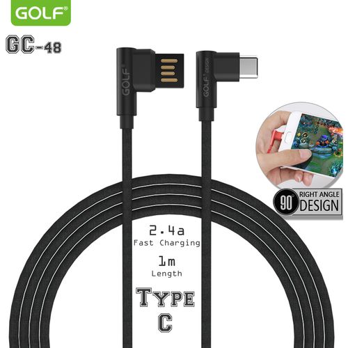 USB kabl tip C 1m 90° GOLF GC-48T crni slika 1