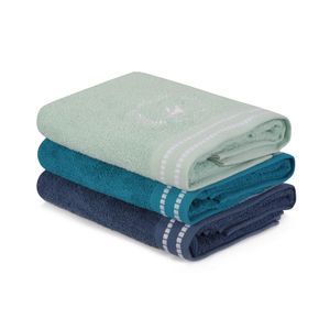 Colourful Cotton Set ručnika (3 komada) 408 - Dark Petrol Blue, Petrol Blue, Khaki