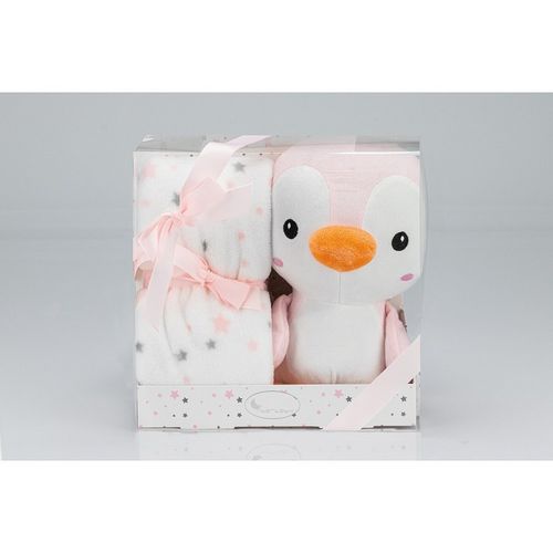 Interbaby dekica 80x110 cm + igračka pingvin pink slika 4