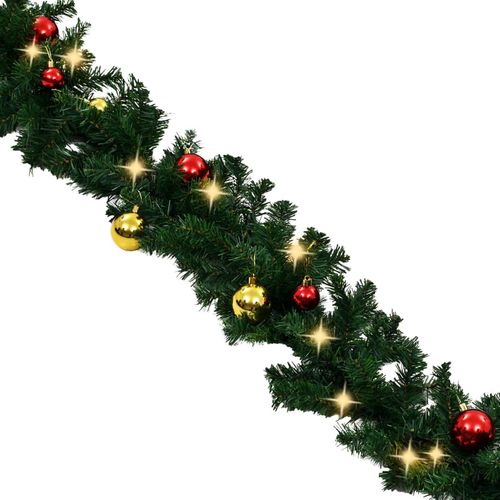 Božićna girlanda ukrašena kuglicama i LED žaruljama 5 m slika 5