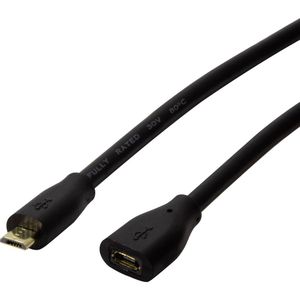 LogiLink USB kabel USB 2.0 USB-Micro-B utikač, USB-Micro-B utičnica 1.00 m crna  CU0121