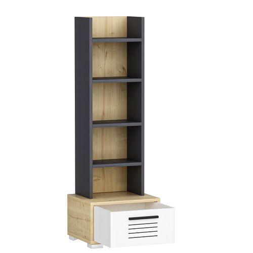 Woody Fashion Polica za knjige, Dawn - Sapphire Oak, White, Anthracite slika 4