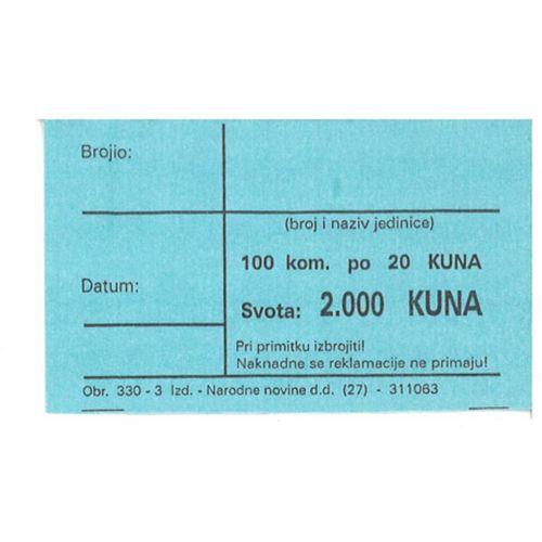 330-3 PASICA ZA 20 KUNA; Ovitak od 100 komada, Unutrašnje mjere 76 x 46 mm slika 1