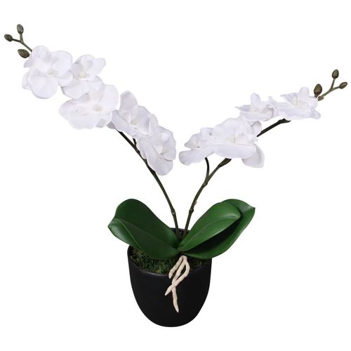 Umjetna orhideja s posudom 30 cm bijela slika 9