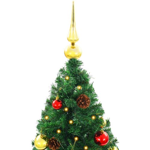 Umjetno božićno drvce ukrašeno s kuglicama i LED žaruljicama 180 cm zeleno slika 6