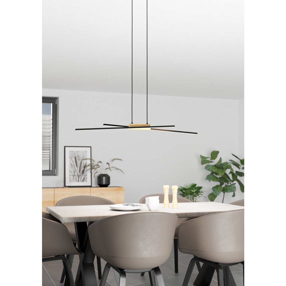 Eglo visilica/2, LED, 2x13W, 3120lm, dimabilna, crna/drvo/bijela "Panagria" slika 2