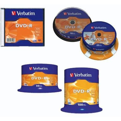 DVD-R Verbatim 4,7 GB/120 min 16x, spindle, 100/1, 43549 slika 2
