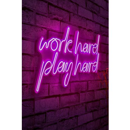 Wallity Ukrasna plastična LED rasvjeta, Work Hard Play Hard - Pink slika 1