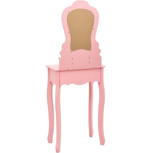 Toaletni stolić sa stolcem rozi 50x59x136 cm drvo paulovnije slika 6