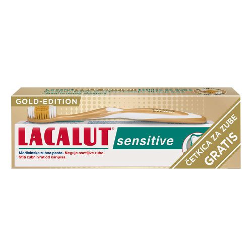 Lacalut pasta za zube Sensitive 75ml+ GRATIS četkica  Gold Edition slika 1