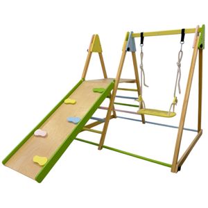 Kinder Home Sklopiva drvena penjalica sa ljuljačkom Pikler