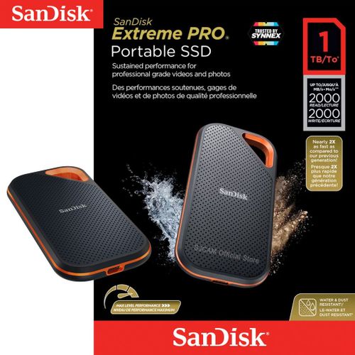 SanDisk Extreme PRO Prijenosni SSD od 1TB - Brzina čitanja/pisanja do 2000MB/s, USB 3.2 Gen 2x2 slika 2