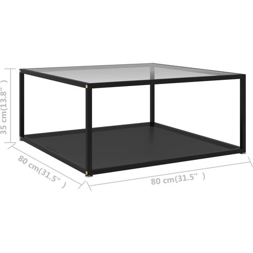 Stolić za kavu prozirni i crni 80 x 80 x 35 cm kaljeno staklo slika 14