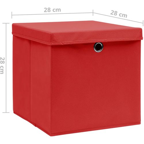 Kutije za pohranu s poklopcima 4 kom 28 x 28 x 28 cm crvene slika 9