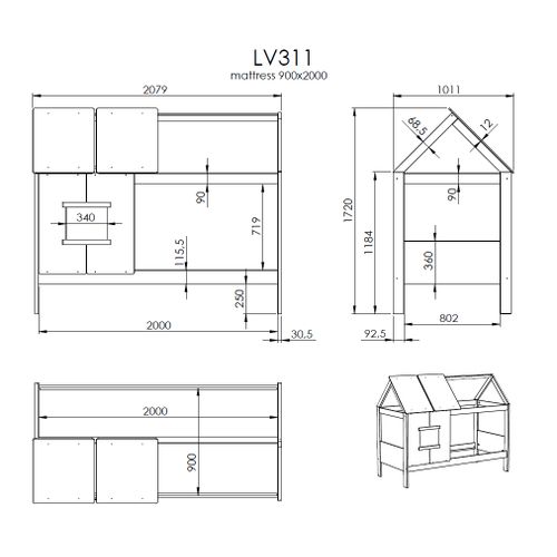 Drveni dječji krevet Finn Low s ladicom - bijeli - 200*90 cm slika 11