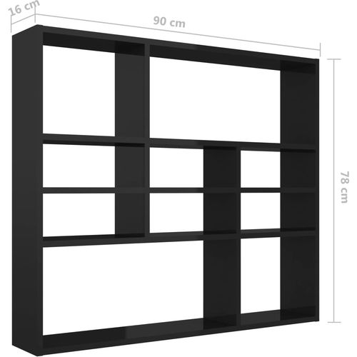 Zidna polica visoki sjaj crna 90 x 16 x 78 cm od iverice slika 19