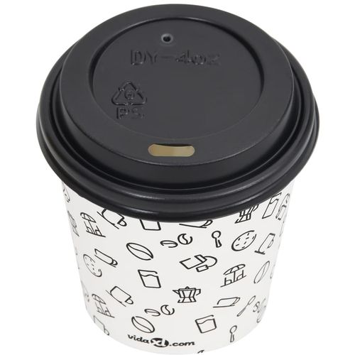 Papirnate čaše za kavu s poklopcima 120 ml 500 kom bijelo-crne slika 5
