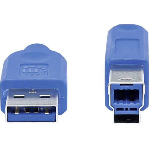 Manhattan USB kabel USB 3.2 gen. 1 (USB 3.0) USB-A utikač, USB-B utikač 0.50 m plava boja zaštićen s folijom, UL certificiran, pozlaćeni kontakti 354301 slika 2