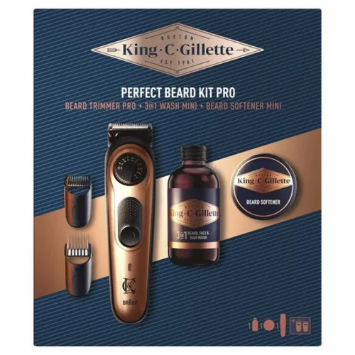 Gillette King C Perfect Beard poklon set (trimer za bradu, sredstvo za pranje brade 60ml i balzam za bradu 25ml) slika 1