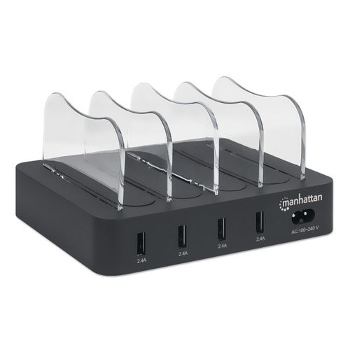 USB punjač 4-port Manhattan 102261 5V/2.4V/34W/držač za telefon Crni slika 1