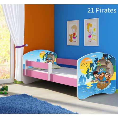 Dječji krevet ACMA s motivom, bočna roza 180x80 cm 21-pirates slika 1