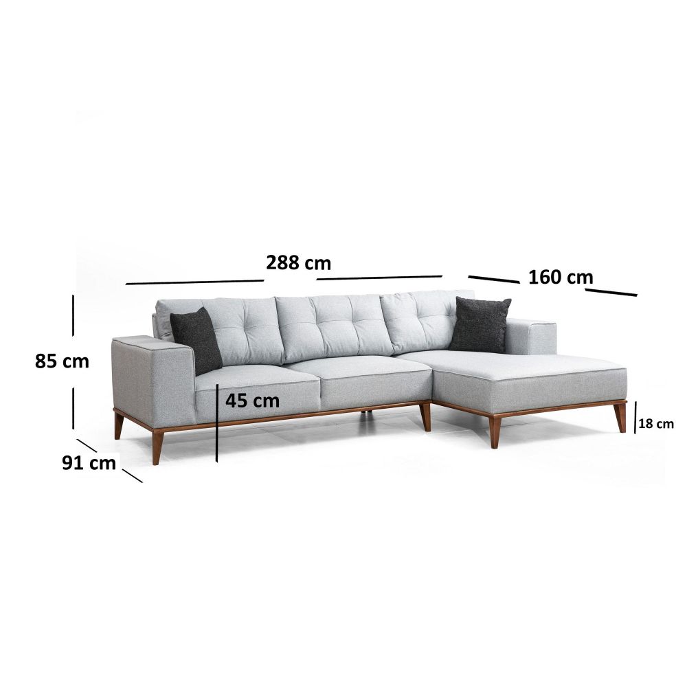 Montana Kutna Sofa na Razvlačenje Desna (L3+Chl) Svijetlo Siva slika 5