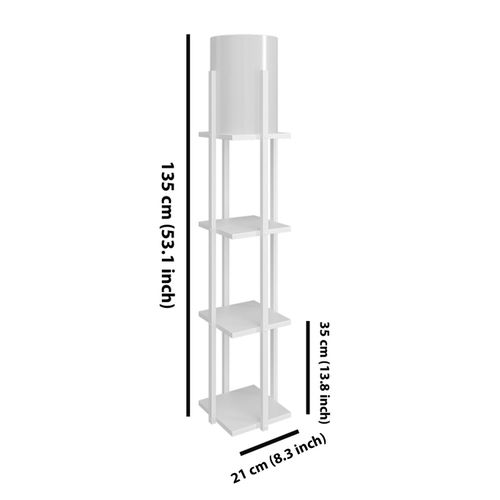 Opviq Podna lampa polica NORA bijela , ivreica, MDF, platno, visina 135 cm, promjer sjenila 21 cm, visina 36 cm, E27 45-60 W, Nora SMK slika 3