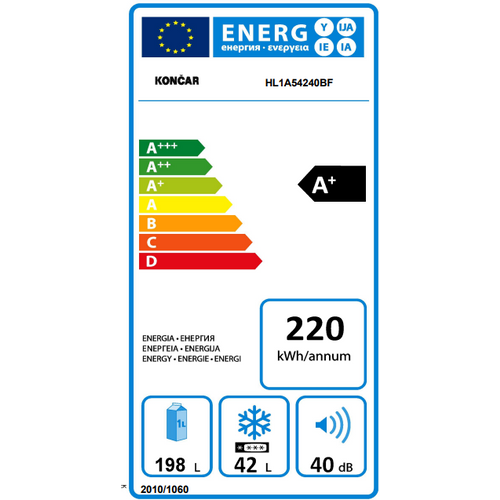 Končar kombinirani hladnjak HL1A54240BF slika 3