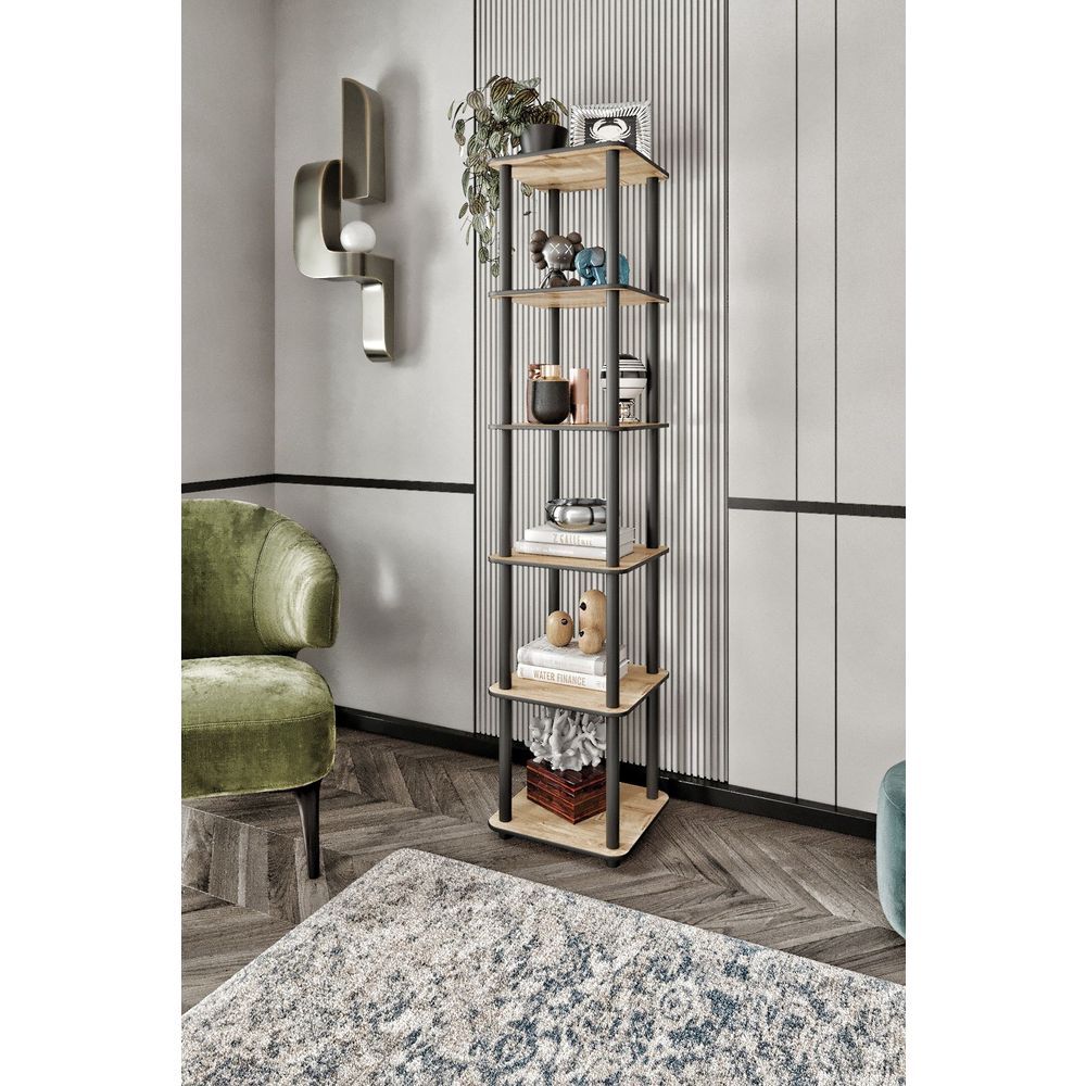  Bookshelf Bookcase 6 Tiers Square, colour Oak slika 1