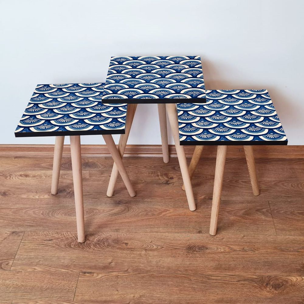 Set Nesting Stolova 3Shp157 - 3 komada - boje: mornarsko plava, plava, bijela slika 1