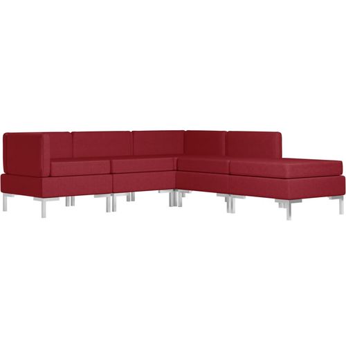 5-dijelni set sofa od tkanine crvena boja vina slika 21