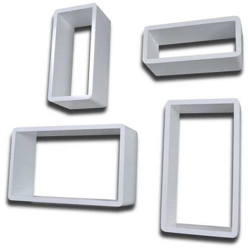 Set od 4 bijele zidne police u obliku kocke slika 10