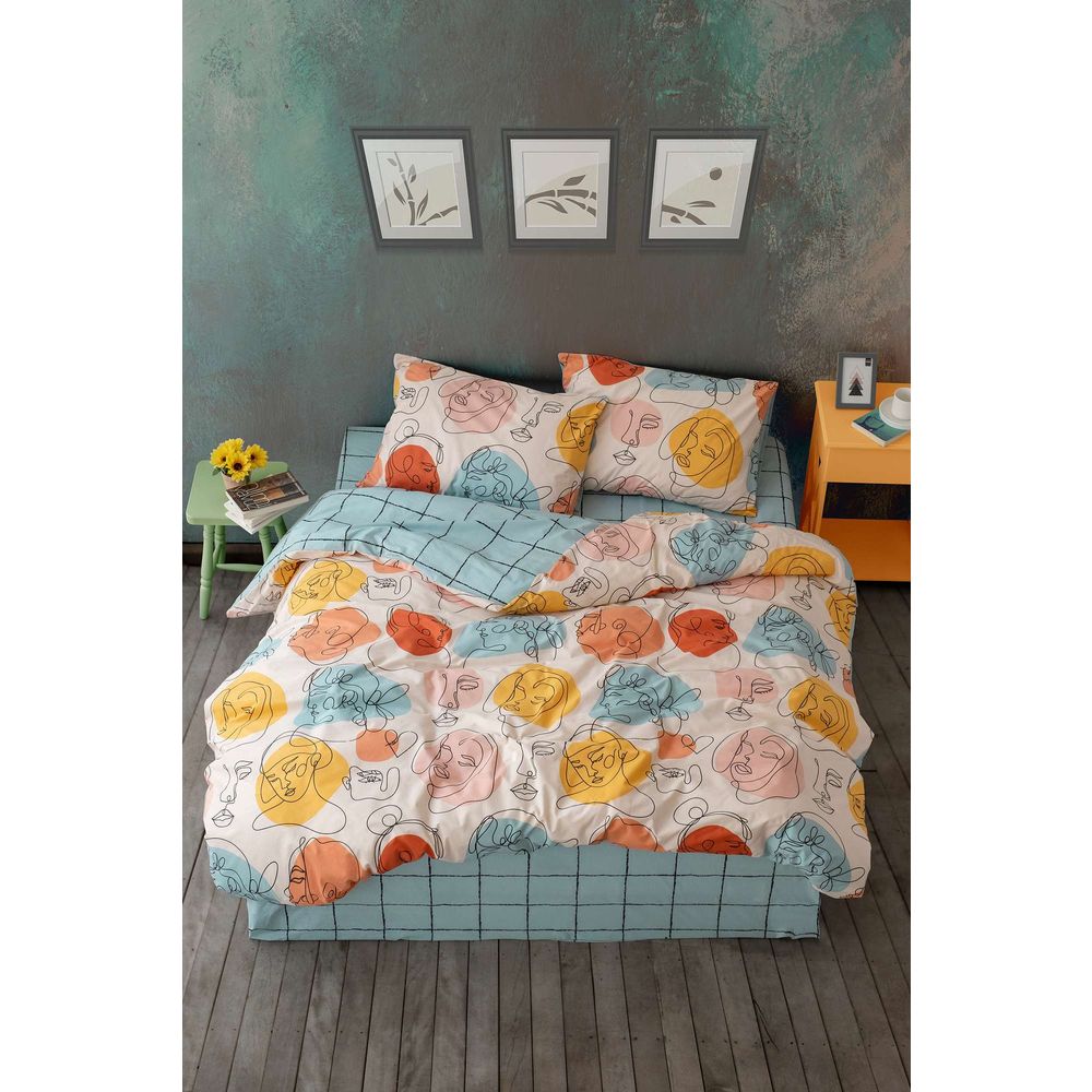 Ranforce double quilt cover set Modern, colour: mint slika 1