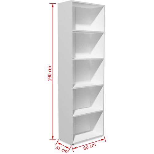 Polica za knjige od iverice 60 x 31 x 190 cm bijela slika 30