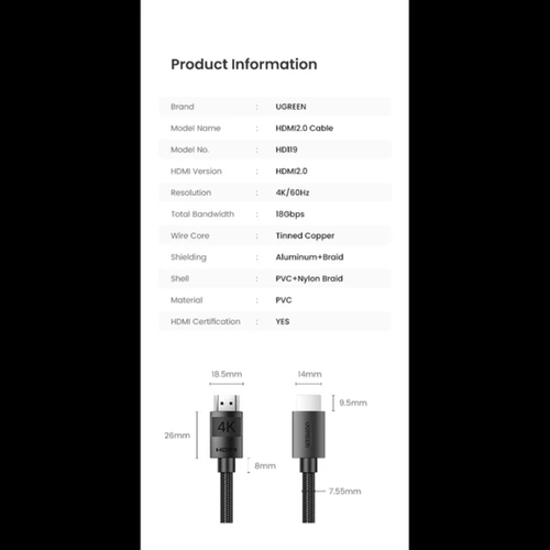 Ugreen 4K HDMI 2.0 cable - 5M slika 4