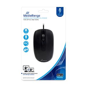 MediaRange Miš ŽIČANI s 3 TIPKE, Optički, crni , MROS211