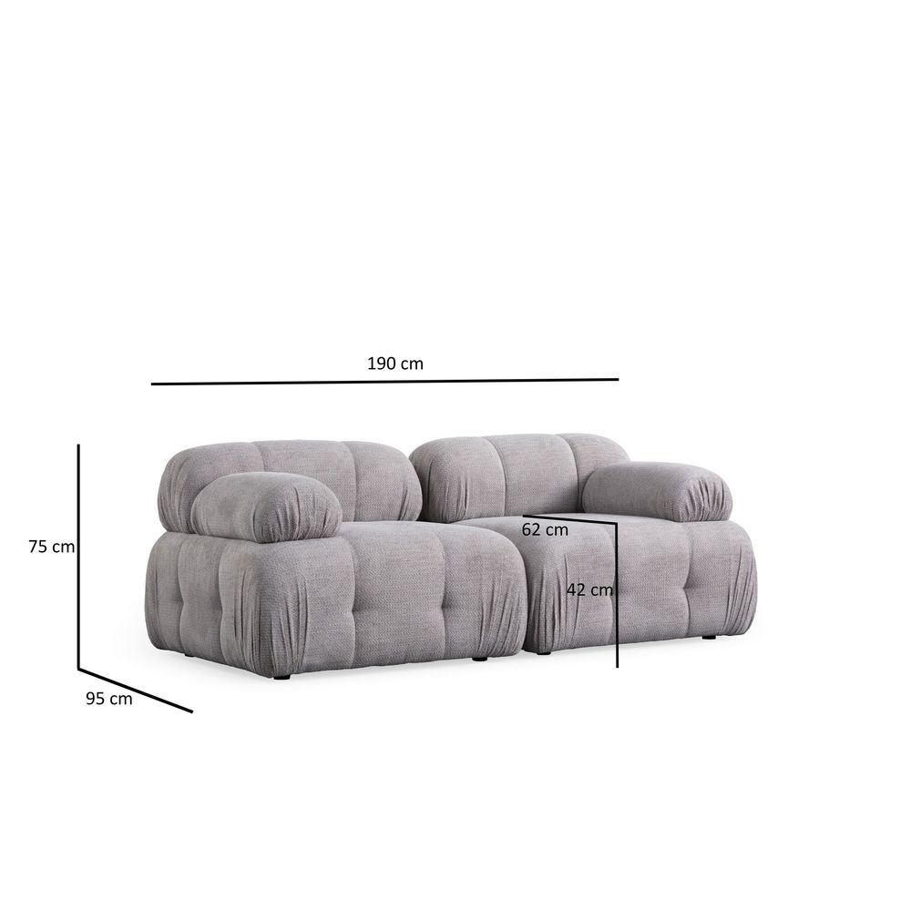 Petite 2 - Svijetlo Siva Dvosjed Sofa slika 8