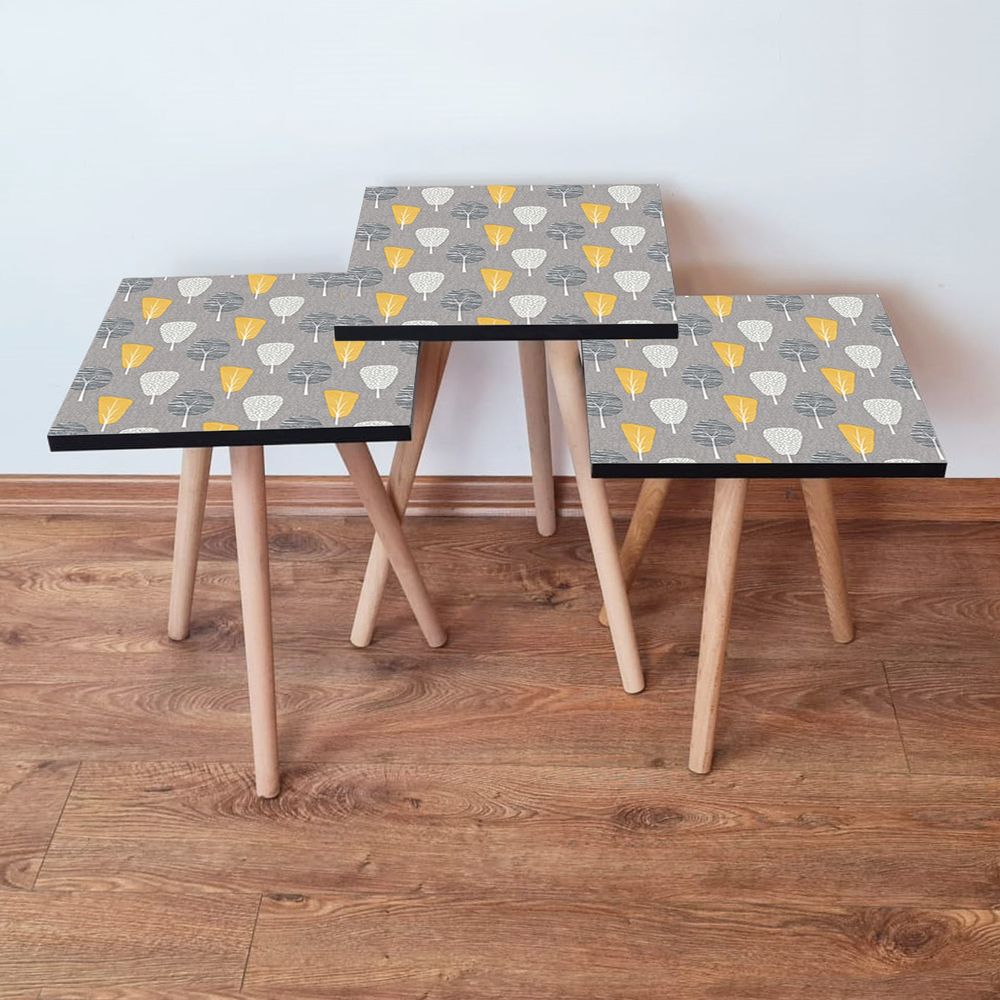 Nesting stolovi 3Shp186 - Set od 3 komada - boje: siva, bijela, žuta slika 1