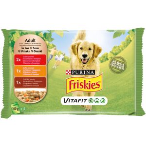 Friskies Adult mokra hrana za pse s govedinom,piletinom i janjetinom u umaku 4x100g