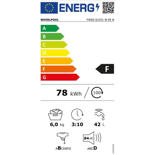 Whirlpool FWSG 61251 W EE N Veš mašina, 6 kg, 1200 rpm,  6th Sense, FreshCare+, slim dubina 42.5 cm slika 9