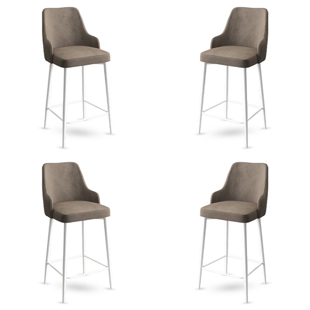 Enox - Cappuccino, Bijeli Bar Stolac Set (4 Komada) slika 1